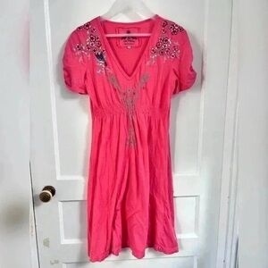 Johnny Was Boho Embroidered Pink Dress Size S